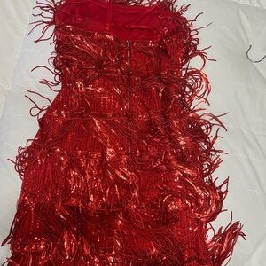 Red Sequin Fringe Dress